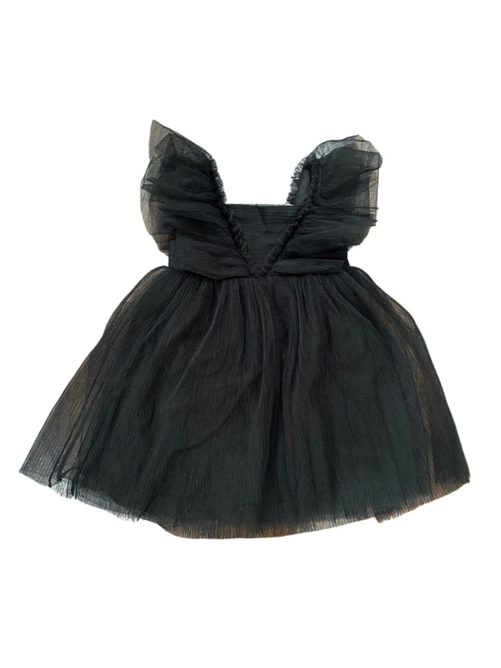 H&M Black Tulle Party Dress with Ruffled Shoulder Straps